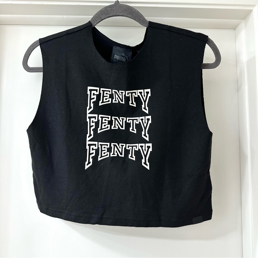 Puma x Fenty by Rihanna Black Sleeveless Crop Tee Top, Size XS